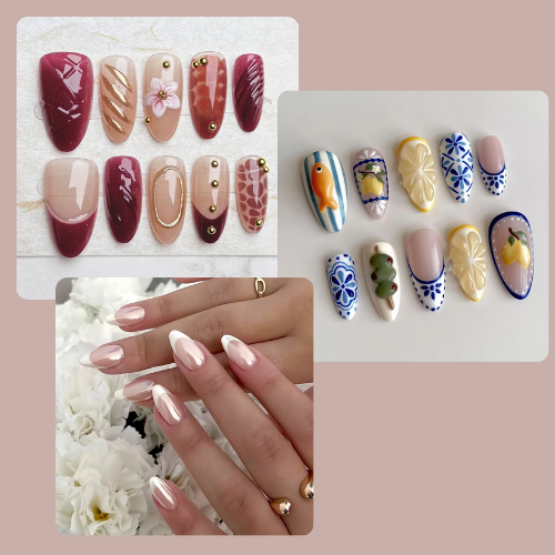10-Piece 3D Press-On Nails | Handmade Y2K Nail Art Set with 4-in-1 Tools