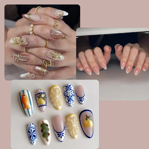 10-Piece 3D Press-On Nails | Handmade Y2K Nail Art Set with 4-in-1 Tools