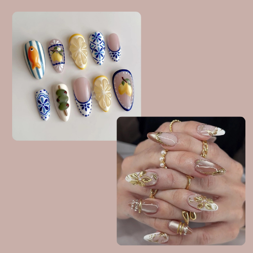 10-Piece 3D Press-On Nails | Handmade Y2K Nail Art Set with 4-in-1 Tools