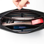 Anti-theft Men's Clutch PU Leather Tide Bag with Fingerprint Lock and Large Capacity Business Handbag | with Back Zipper Pocket Handcord