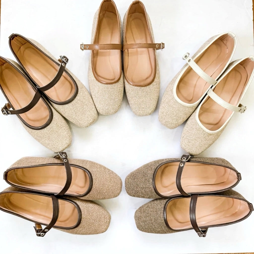 Women’s Native Rattan Mary Jane Flats | Comfortable Ballet Walking Shoes