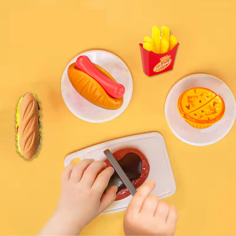 Burger Cutting Food Toy Set 20pcs | Kids Kitchen Pretend Play