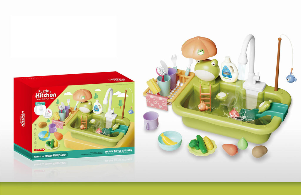 Dishwasher & Sink Kitchen Toy Set | Kids Pretend Play Toy with Water Play Washing Function
