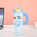 Cartoon Stainless Steel Tumbler 800ml | Double Wall Vacuum Insulated Water Bottle with Handle & Lid