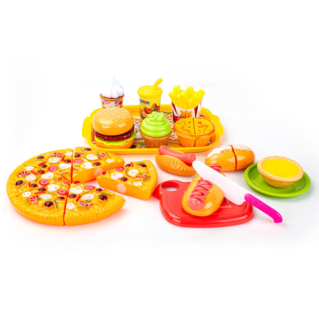 Burger Cutting Food Toy Set 20pcs | Kids Kitchen Pretend Play