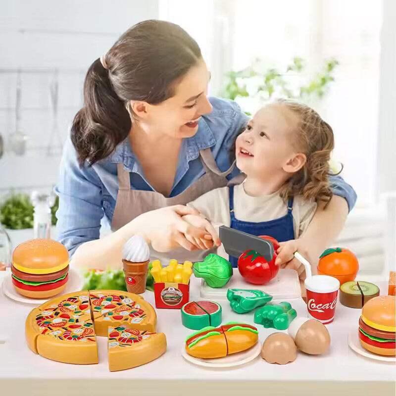 Burger Cutting Food Toy Set 20pcs | Kids Kitchen Pretend Play