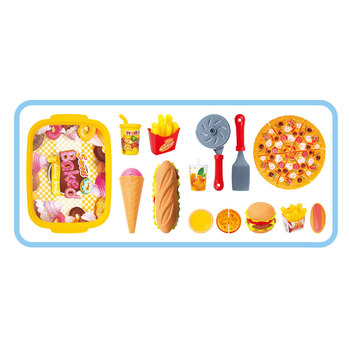 Burger Cutting Food Toy Set 20pcs | Kids Kitchen Pretend Play