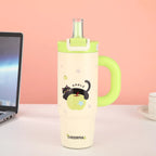Cartoon Stainless Steel Tumbler 800ml | Double Wall Vacuum Insulated Water Bottle with Handle & Lid
