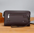Anti-theft Men's Clutch PU Leather Tide Bag with Fingerprint Lock and Large Capacity Business Handbag | with Back Zipper Pocket Handcord