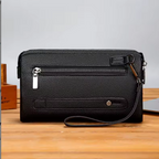 Anti-theft Men's Clutch PU Leather Tide Bag with Fingerprint Lock and Large Capacity Business Handbag | with Back Zipper Pocket Handcord