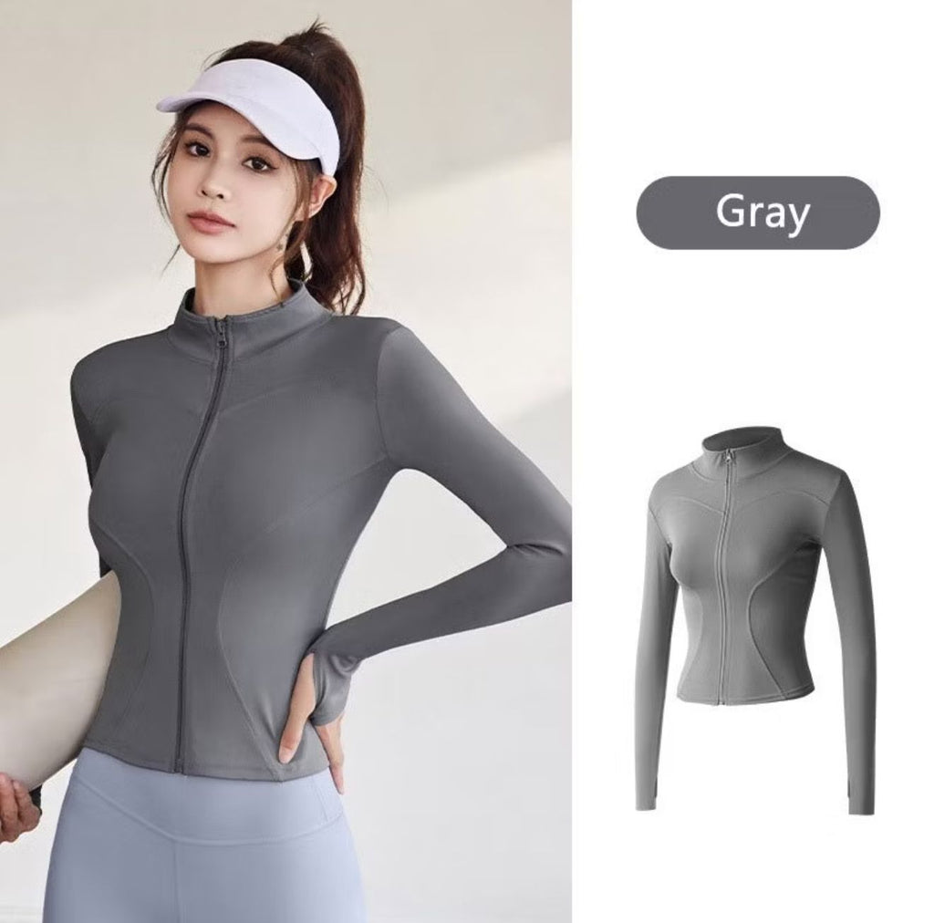 Women’s Slim Fit Sports Jacket | Long Sleeve Full-Zip Stretch Workout & Gym Jacket