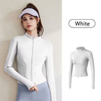 Women’s Slim Fit Sports Jacket | Long Sleeve Full-Zip Stretch Workout & Gym Jacket