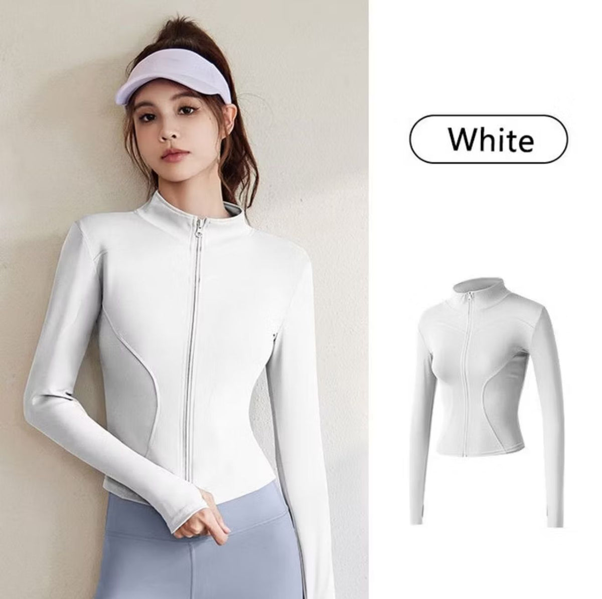 Women’s Slim Fit Sports Jacket | Long Sleeve Full-Zip Stretch Workout & Gym Jacket
