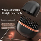 Ultra-Portable Cordless 2 in 1 Negative Ion Mini Hair Straightener Wireless Brush