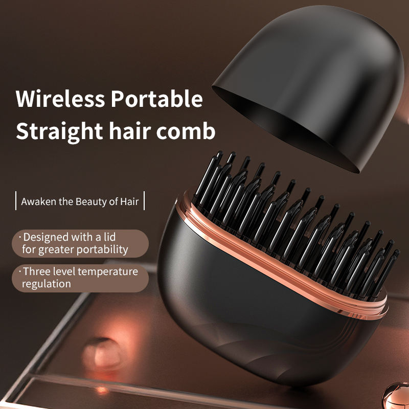 Ultra-Portable Cordless 2 in 1 Negative Ion Mini Hair Straightener Wireless Brush