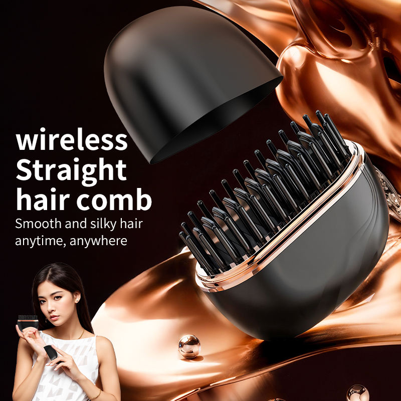 Ultra-Portable Cordless 2 in 1 Negative Ion Mini Hair Straightener Wireless Brush