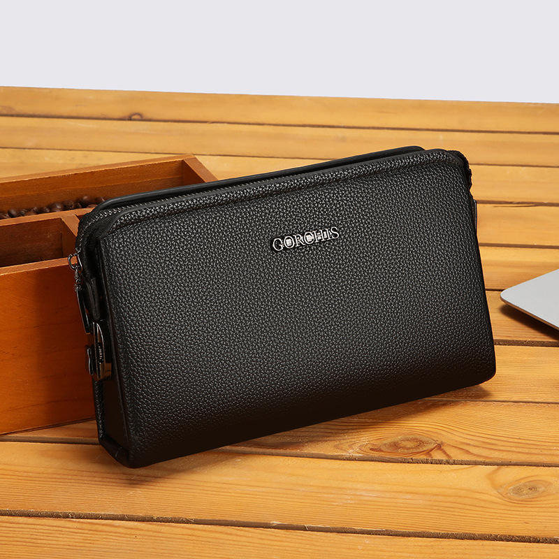 Anti-theft Men's Clutch PU Leather Tide Bag with Fingerprint Lock and Large Capacity Business Handbag | with Hand rope