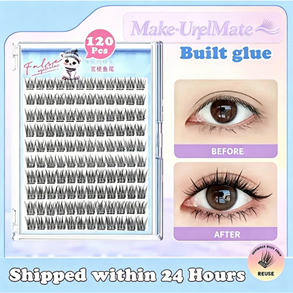 MakeUpMate100-120 Cluster False Eyelashes Self-Adhesive New Upgraded Softer Lashes Glue-Free 10-12mm