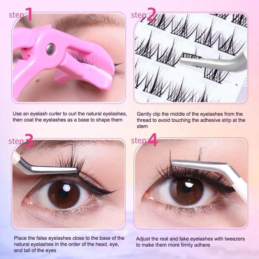 MakeUpMate100-120 Cluster False Eyelashes Self-Adhesive New Upgraded Softer Lashes Glue-Free 10-12mm